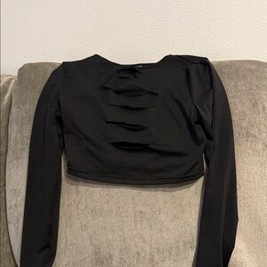 SHEIN Black Cutout Long Sleeve Crop Top